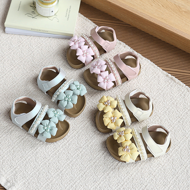Vancahao girls' sandals - new summer collection: soft-soled beach sandals for kids, baby's single-strap floral princess sandals