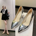 export plus size women's high heels - silver, comfortable, elegant, bridesmaid shoes, wedding dress shoes, leather shoes, single shoes