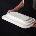 Stone-textured round ceramic plate, suitable for western-style steak, high-end cakes, dim sum, sushi, desserts, and pastries