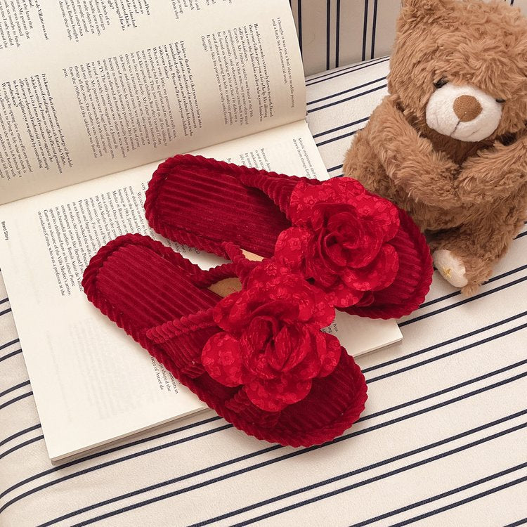 Exportplus sizenew arrivalflower slippers open toe flats indoor home easiest for matchpopularfashion confinement cotton slippers