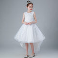 summer girls' tulle princess dress with train - sizes 3-13 years, mid-to-large children's formal dress, floral kids' dress