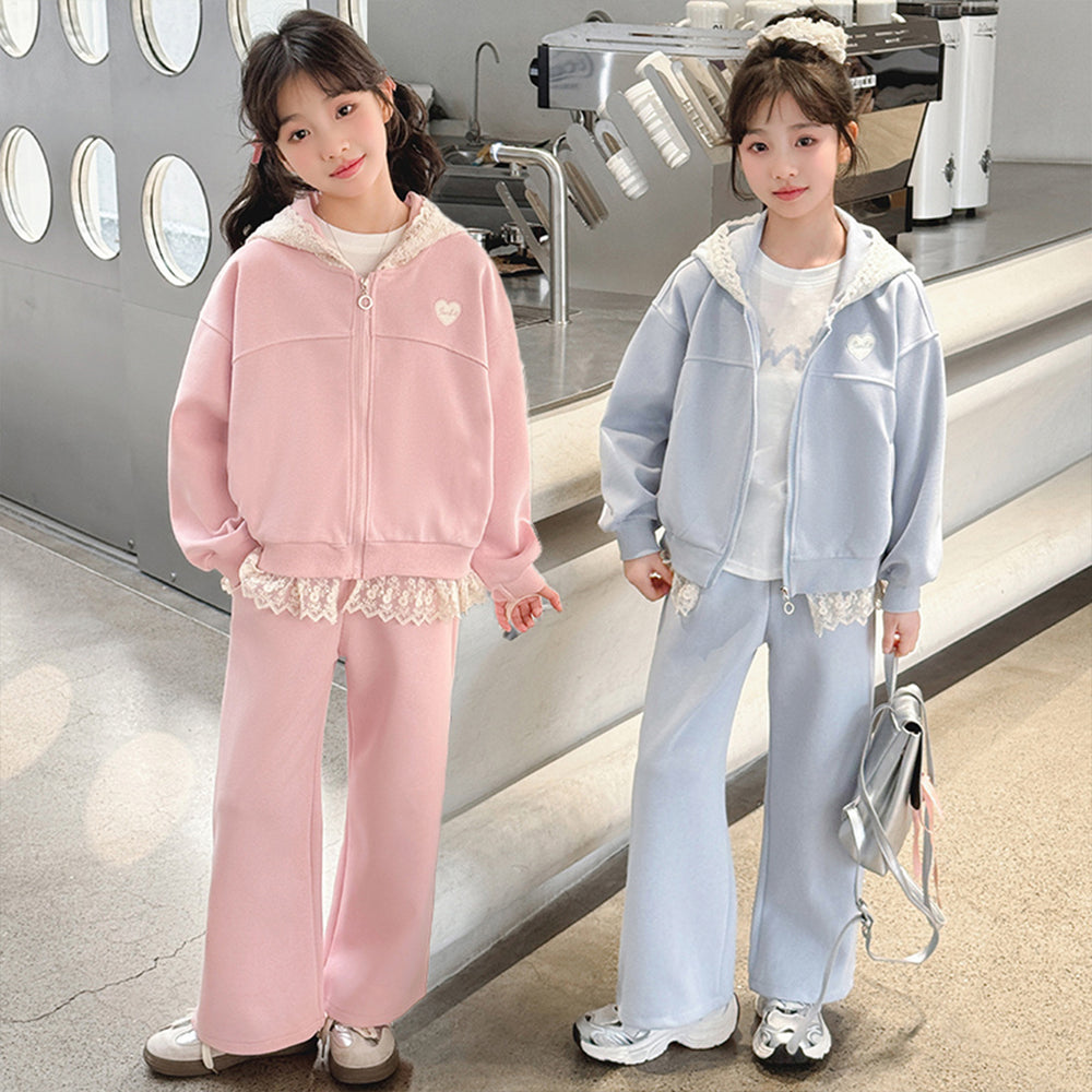 Girls' super cute korean style outerwear autumn collection  new girls' spring and autumn chic sweatshirt set sporty two-piece outfit