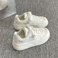 Autumcasual sneakers for women 2026new arrivalthick solewhite shoes with skirt thin canvas shoes niche style bread shoes