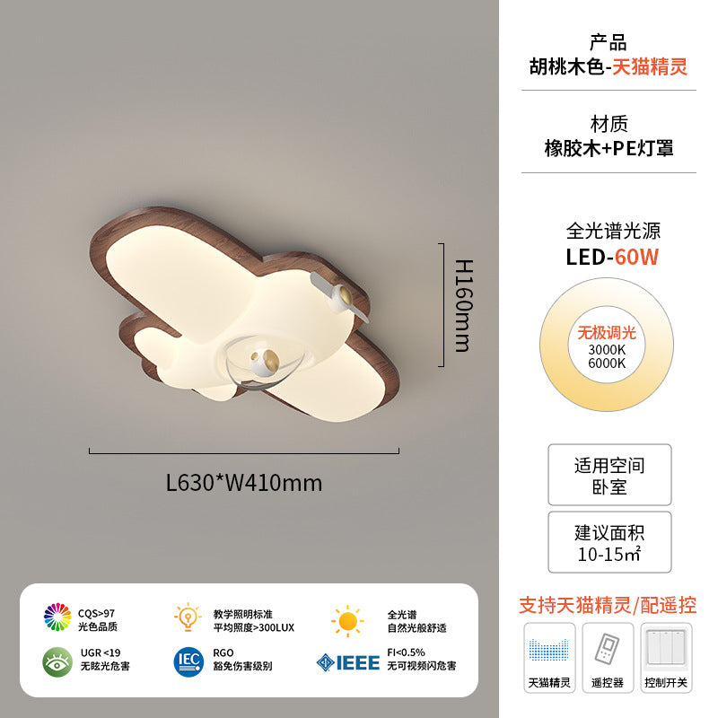 Walnut ceiling light cream antique children's room light creative modeling intelligent lighting warm bedroom light