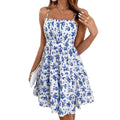 fashion cross-border women's sexy waist slimming popular floral sleeveless suspender dress