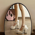 Mary jane shoes women's leather shoes 2025 leather new women's shoes petitesthick sole women's shoes high heels white shoes wedding shoes