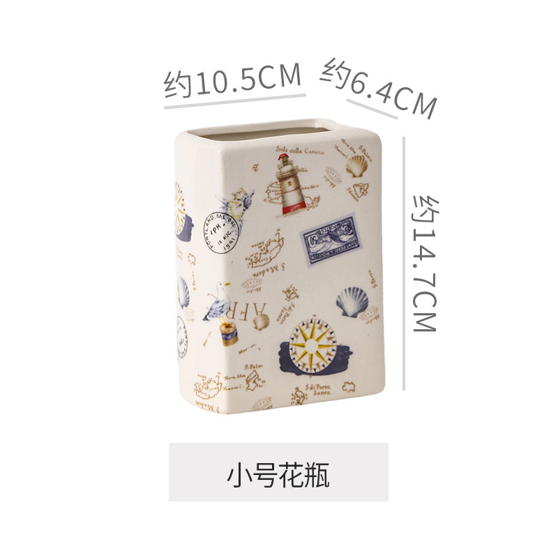 Ceramic vase flower arrangement ornament desktop decoration creative unique book-shaped decorative vessel living room entryway dining table vase