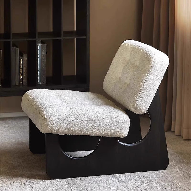 Solid wood single sofa chair - nordic mid-century designer style - living room, balcony, bedroom leisure chair - armless retro mesh