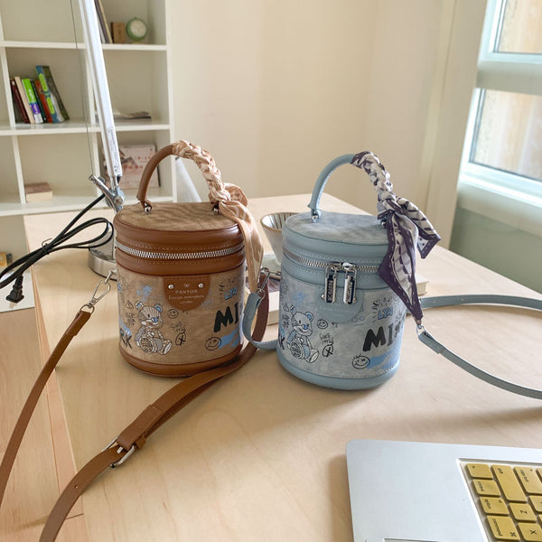 Summer new light luxury graffiti bucket bag trendy birthday gift women's bag casual commuting versatile portable shoulder bag