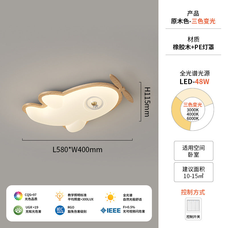 Walnut ceiling light cream antique children's room light creative modeling intelligent lighting warm bedroom light
