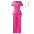 D618 european and american style summer women's outfit: chic button-down casual short-sleeve top and pants two-piece fashion african set