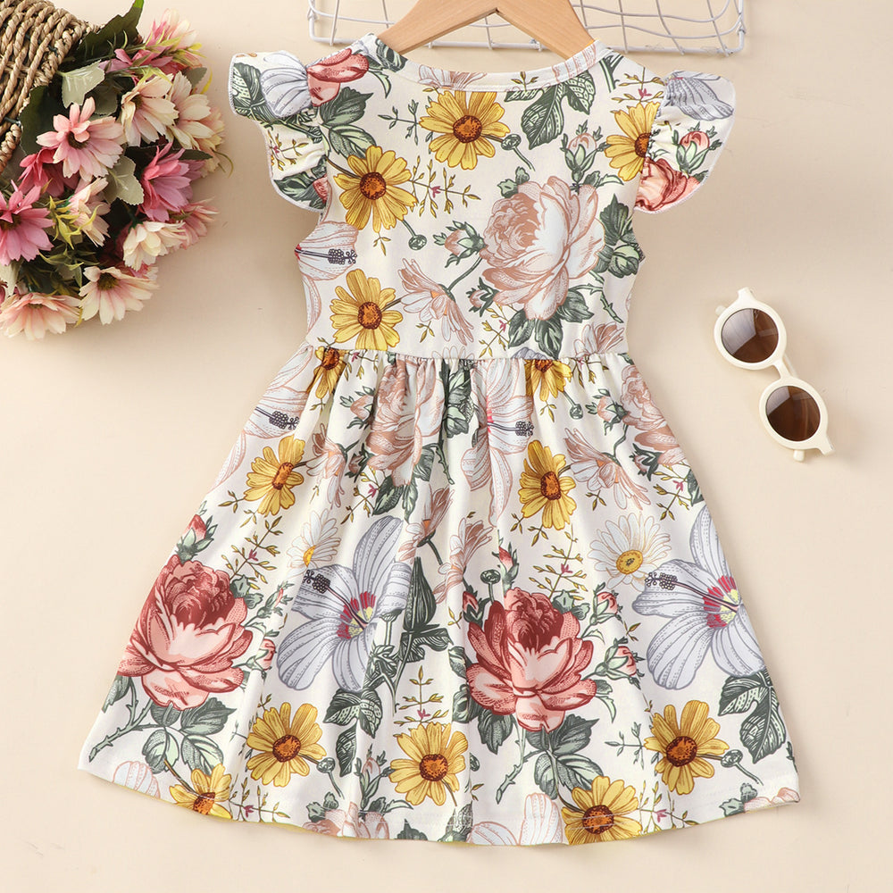 Spring new arrivals: girls' and children's floral sundress with flutter sleeves - wholesale & dropshipping available