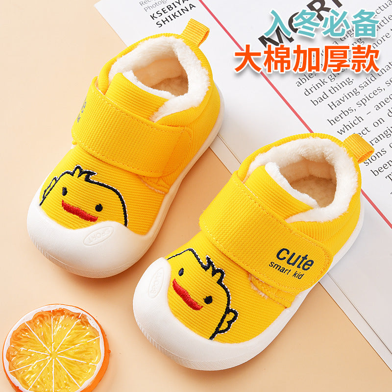 Toddler shoes for baby boys, spring and autumn, 0-1-2 years old, soft sole infant shoes, winter fleece-lined cotton shoes for baby girls