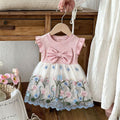 Girls' summer dress  new style chic children's heavily embroidered butterfly princess dress baby formal dress lightweight