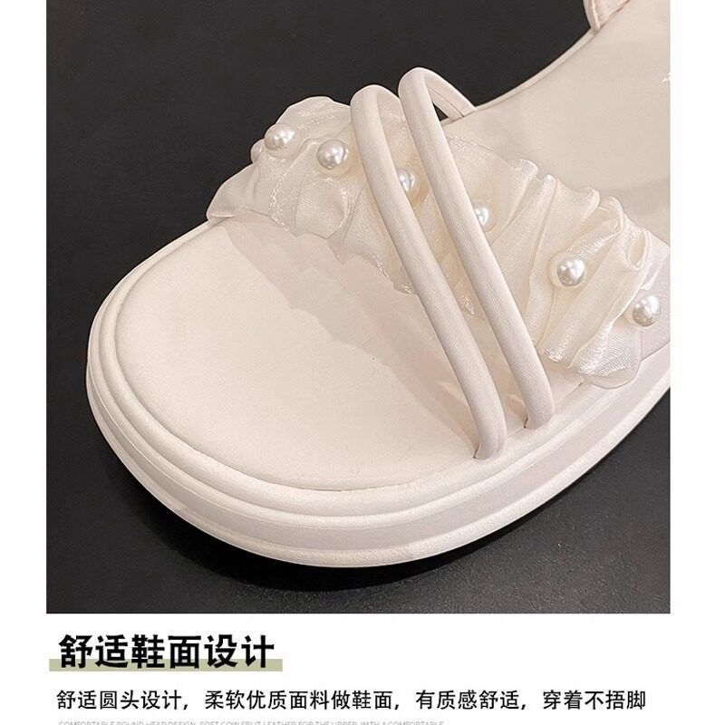 Girls' sandals: new summer  collection - stylish pearl-embellished princess sandals for girls, soft sole, perfect for students (sizes for mid-to-large children)
