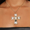 Imitation pearl metal cross pendant wholesale - european & american cross-border punk style - unique necklace for women - high-end clavicle chain