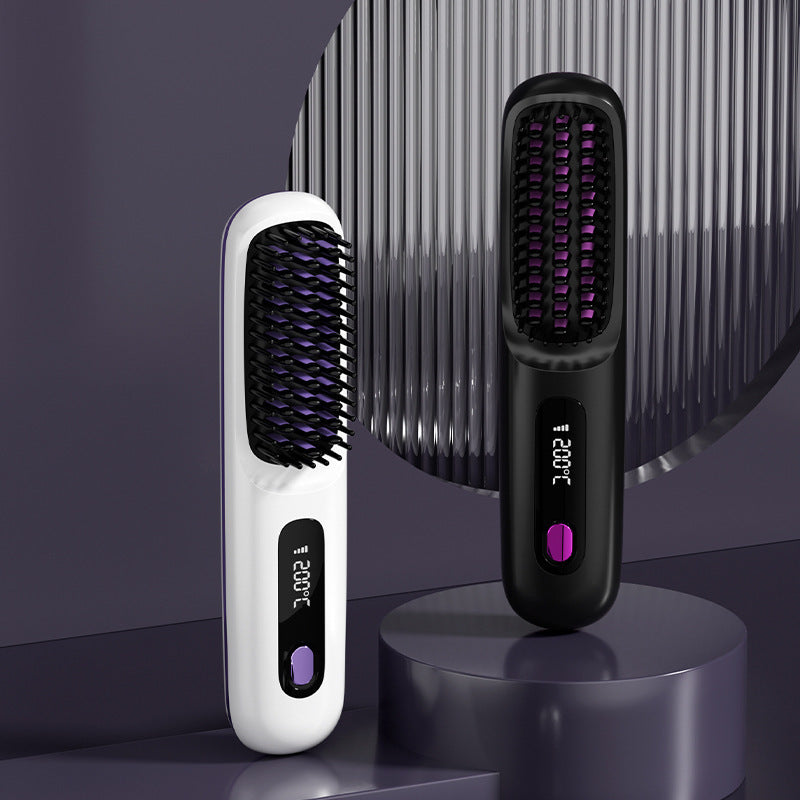 Straight hair comb, negative ions do not damage hair, wireless portable curling dual-purpose electric comb, fluffy handy gadget, high skull top, unlimited