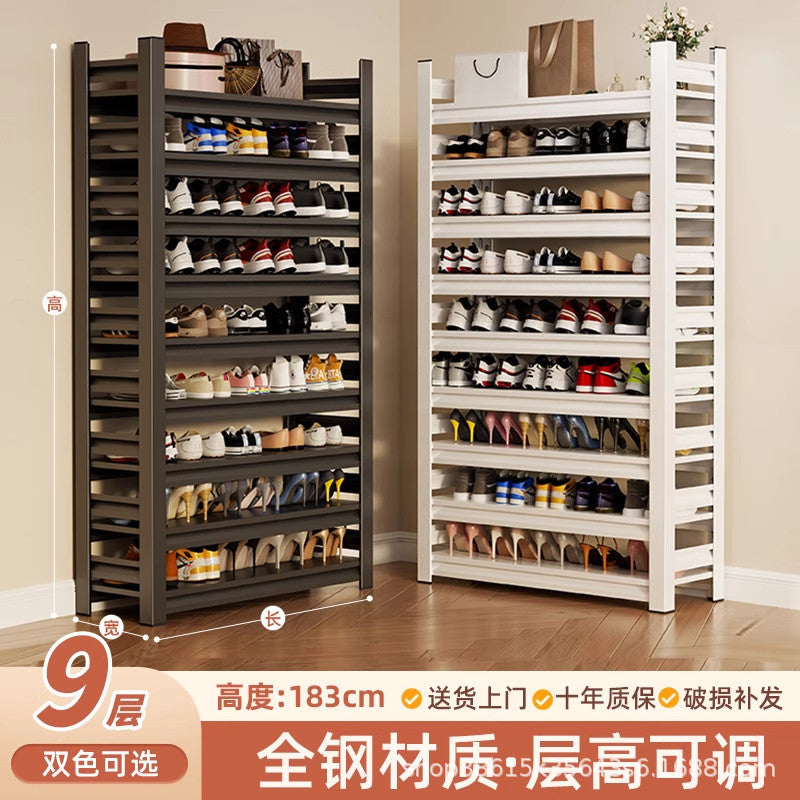 Shoe rack indoor entrance door floor-standing moisture-proof iron multi-layer storage rack shoe cabinet door all-in-one cabinet steel shoe cabinet