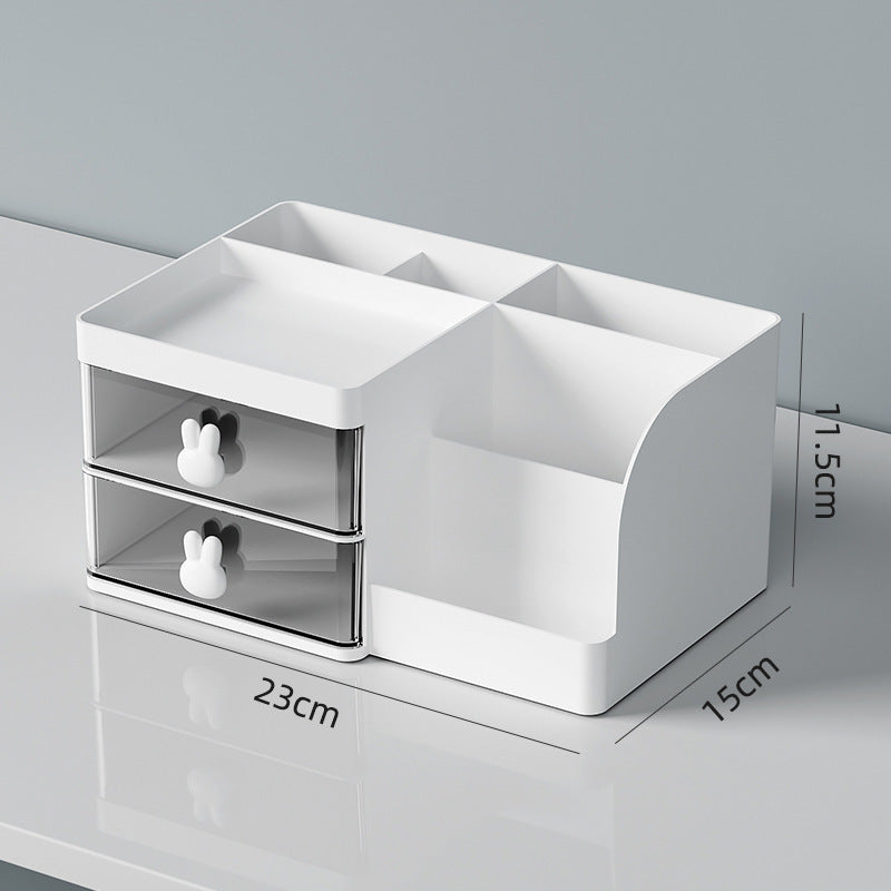 Cream style pen holder storage box office with drawer dormitory table desk drawer cute stationery desktop storage rack