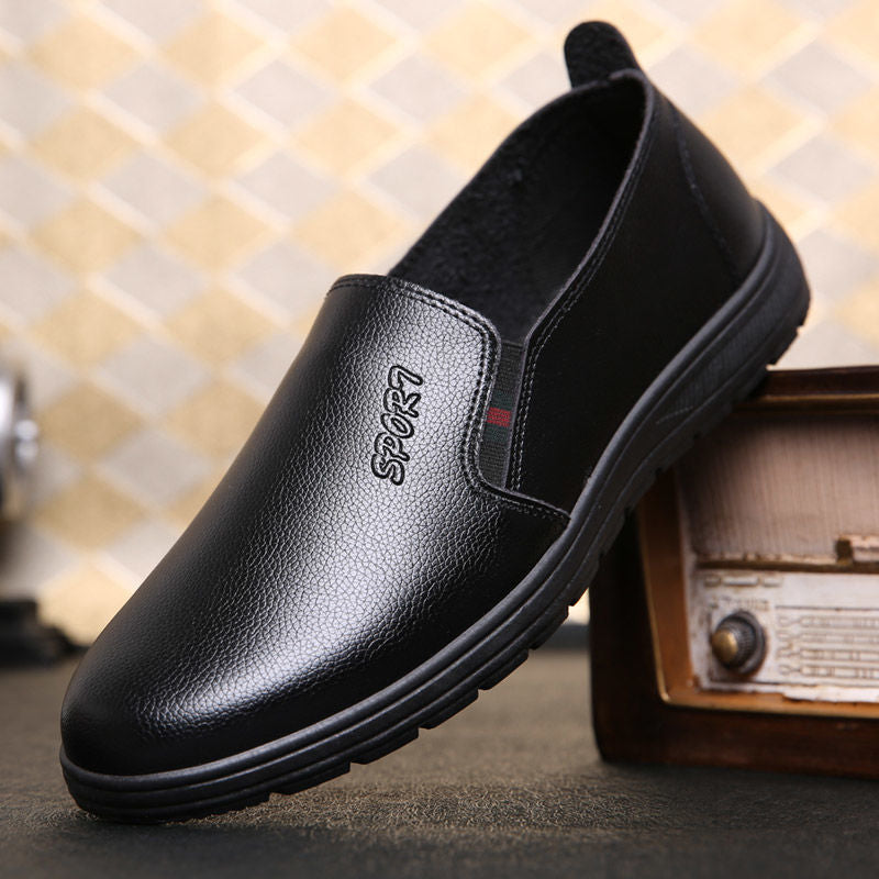 Chef leather shoes men's non-slip waterproof oil-resistant hotel kitchen shoes all-black leather work shoes for men