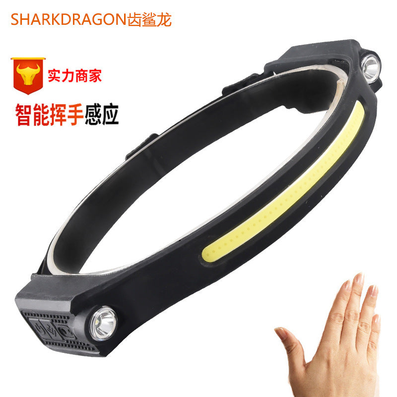 Cross-border new double-side lights, silicone induction headlights, Type-C charging, outdoor running, cycling, fishing COB headlights