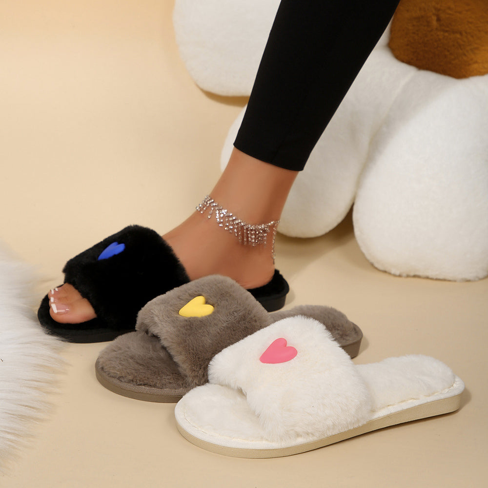 plus sizeexportnew arrivalmao slippers one-word opening fall and winter home soft bottom small fragrant peach heart cotton slippers