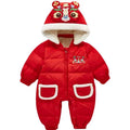 Baby winter new arrival: chinese new year fleece-lined, extra thick, chinese style new year outfit, newborn first birthday warm and festive crawling suit
