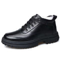 Men's winter warm cotton shoes - fleece lined, non-slip, casual high-top cotton shoes for men, elderly cotton shoes, men's leather cotton shoes for seniors