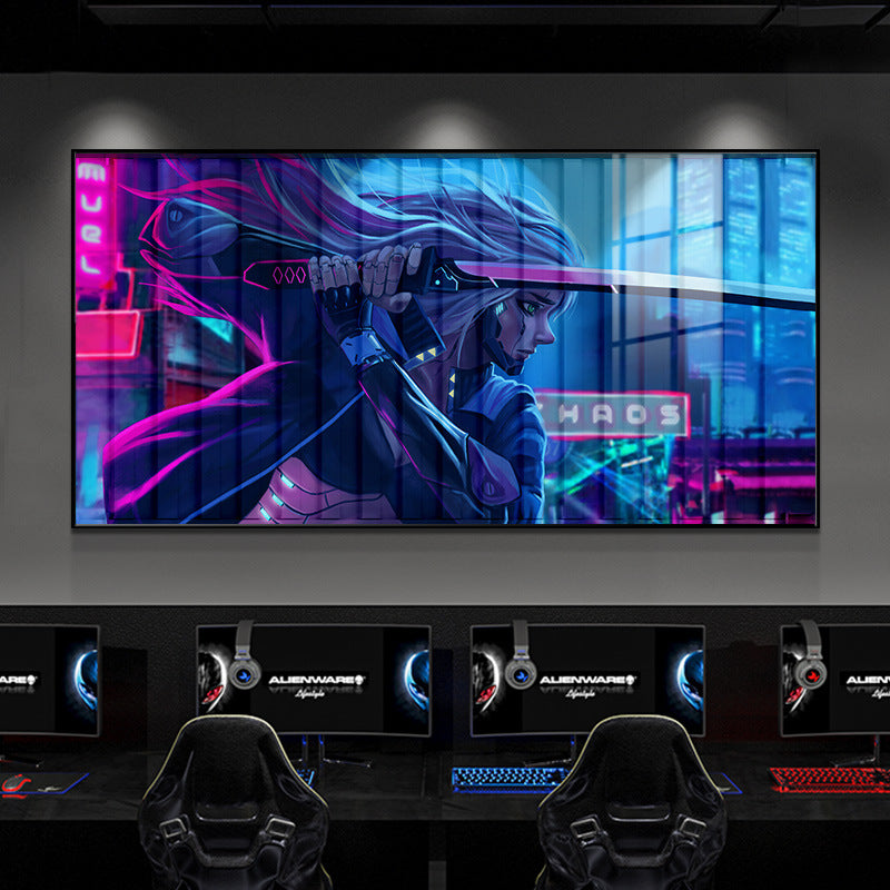 LED lighting luminous lighting painting cyberpunk Internet cafe hanging painting e-sports hotel room decoration background wall mural