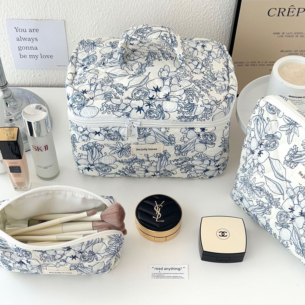 Cute and fresh bowknot makeup bag - large capacity student dorm storage pouch & pencil case set