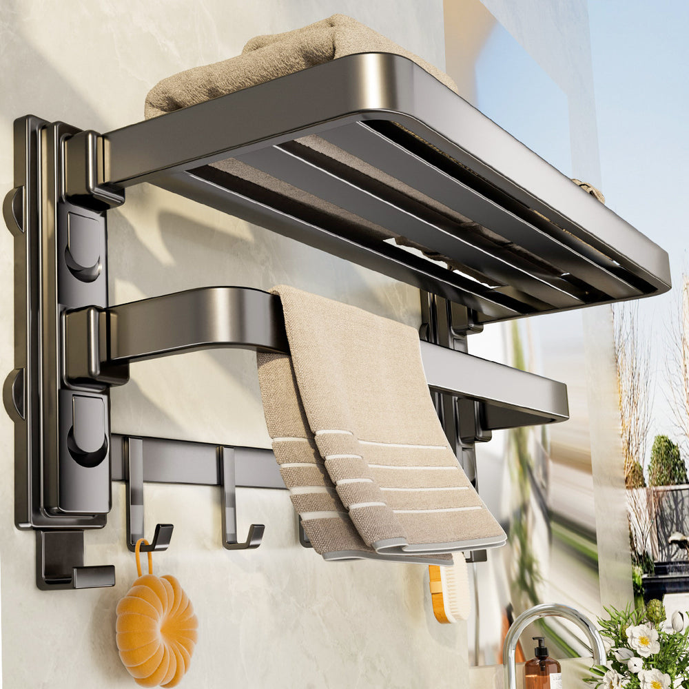 Suction cup towel rack - no drilling required, bathroom storage shelf, shower room wall-mounted towel organizer