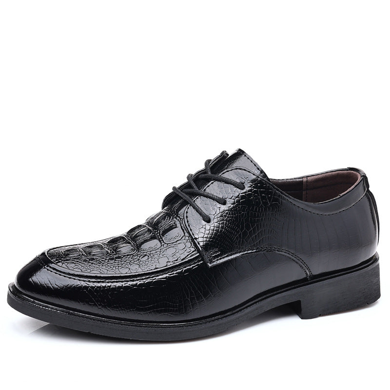 Crocodile leather dress shoes for men - business, summer, breathable, british style, casual, hidden heel, groom wedding shoes