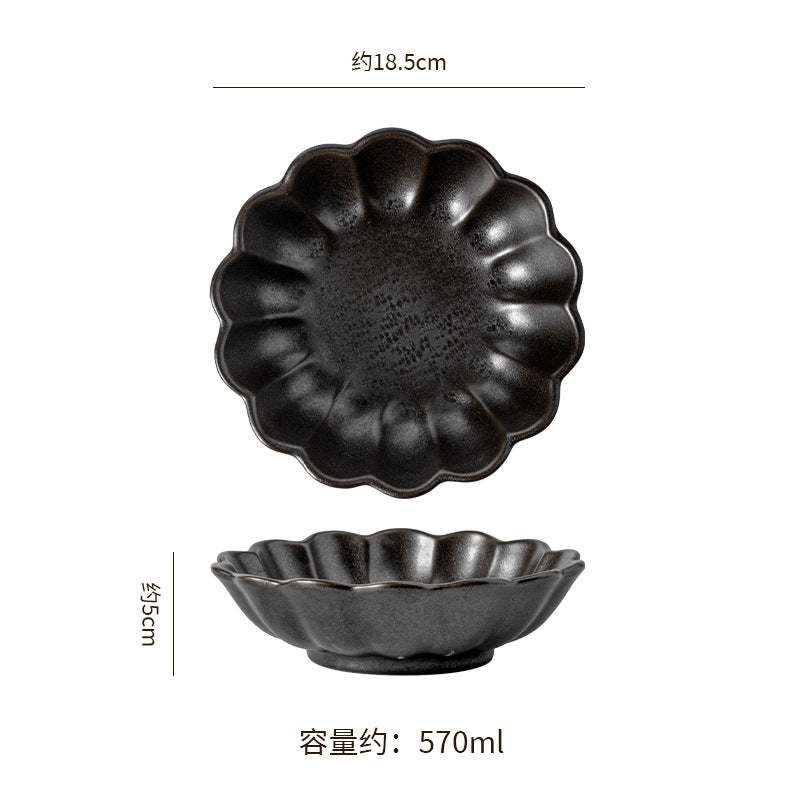 Clay salad bowl dessert soup bowl restaurant hotel high-value retro style tableware for home fruit plate noodle bowl cold bowl