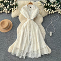 Luxury lace dress for women - summer crochet embroidery, unique and chic design, exuding a sophisticated and elegant aura