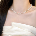 Universal buckle broken silver pearl necklace for women easiest for matchclassy double-layer clavicle chain beaded jewelry