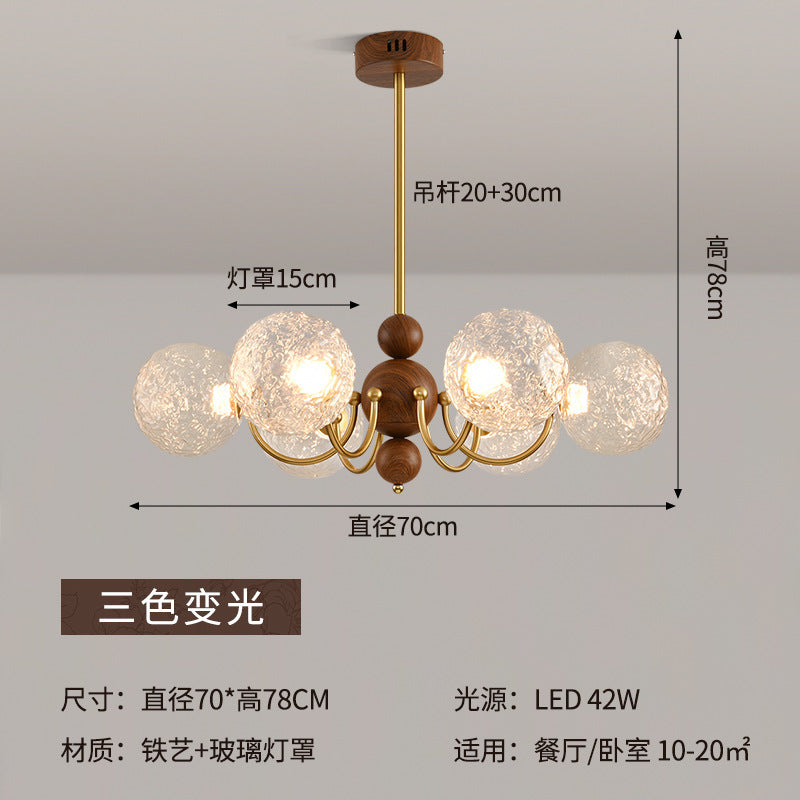American light luxury bedroom light modern simple French living room chandelier new Chinese dining room magic bean glass ball lamp