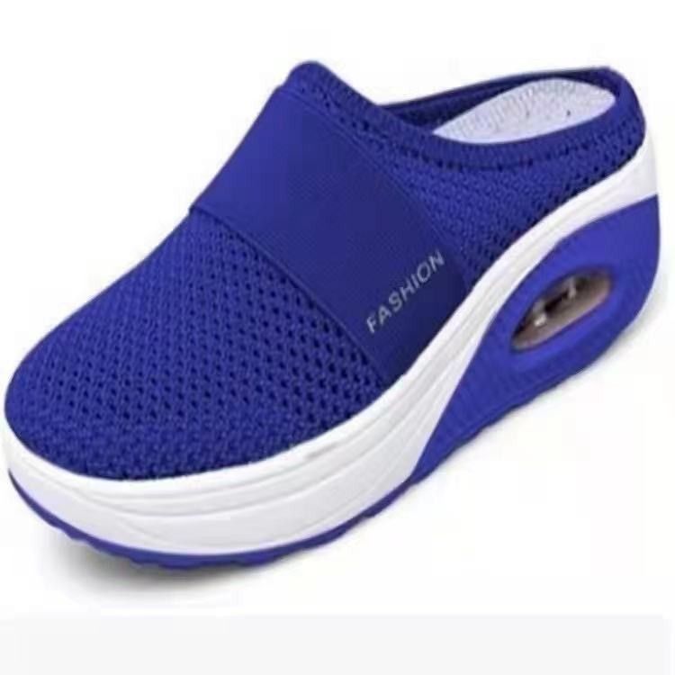 Exportplus size heelless slip-on women's lazy air cushion cut out mesh breathable toe-cap half-drag women's shoes