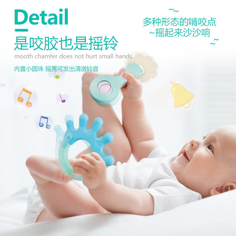 Cross-border  export tooth grinding stick toothpaste baby anti-eating hand soft glue baby mouth desire small mushroom biting glue toy