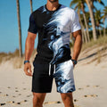 men's short-sleeve and shorts set, casual sportswear set, 3d printed cross-border hot seller, dropshipping available