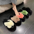 Women's platform fuzzy slippers for outdoor wear - new autumn/winter 2024 bestseller - cute cotton slippers for going out