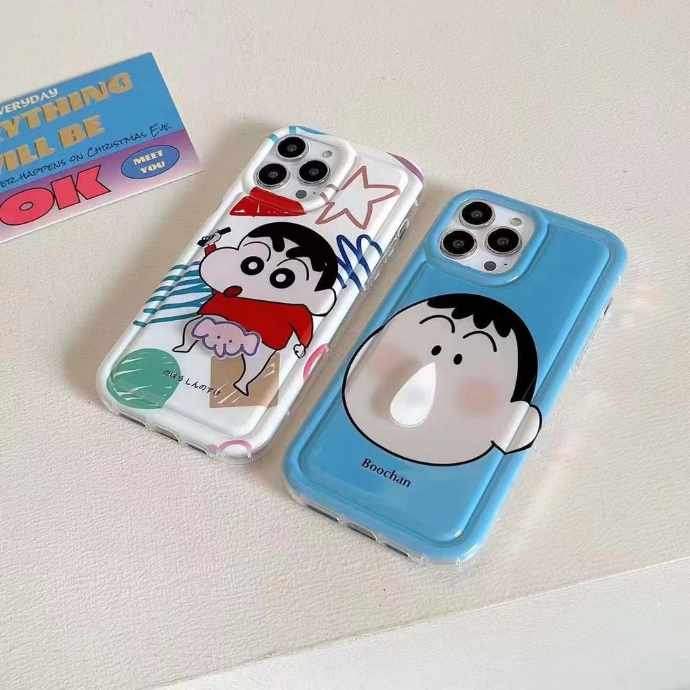 Photo frame airbag compatible with apple 16 pro, cartoon shin-chan soft case, iphone xr rotating snot phone protective cover
