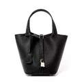 Tc pattern top layer cowhide 22cm large bucket bag vegetable basket women's bag genuine leather satchel bag wedding bag mommy women's bag