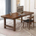 Modern minimalist extra-thick solid wood computer desk for office, living room, home desktop, study, rectangular rounded corner desk