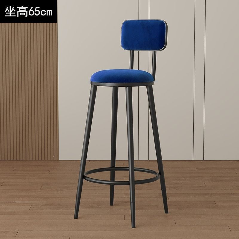 Minimalist modern high bar stool - nordic style gold-tone luxury iron backrest chair for bar, ktv, and counter seating