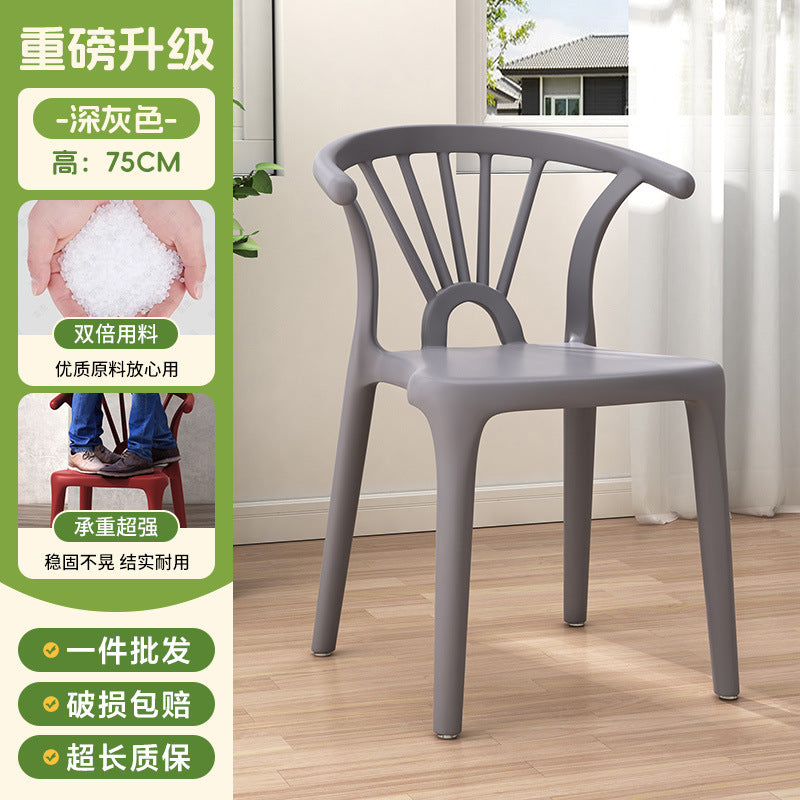 Scandinavian dining table and chairs modern casualthickened stool plastic chair dining chair for home backrest desk chair stackable stool