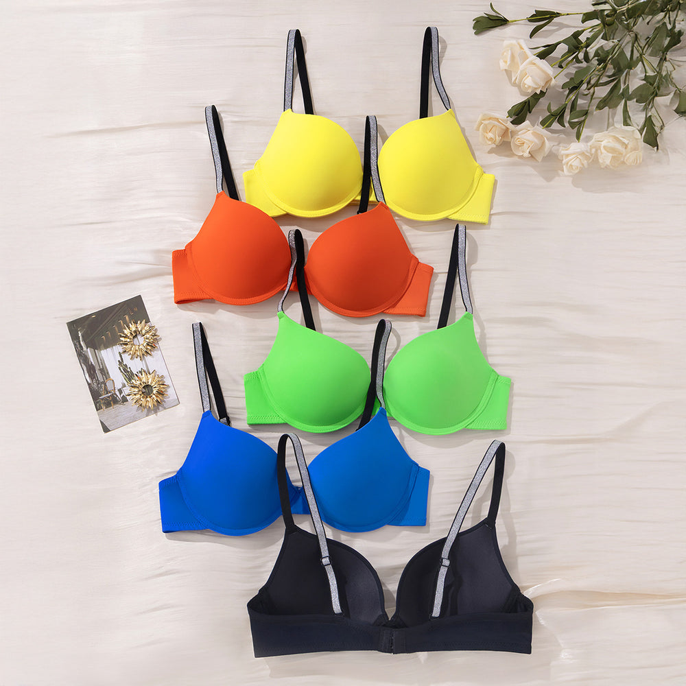 popular glossy fashion women's bra, big breasts, small push-up support, underwire adjustable women's intimates