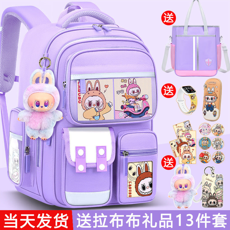 Labubu backpack - new 2026 model for elementary school students (grades 1-6). lightweight, spine-protecting, and load-reducing design for boys and girls