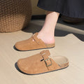 New arrival lazy shoes birkenstock slippers women's spring & fall home thick solenon-slipoutwearpure color toe-cap half slippers wholesale