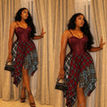 European and american cross-border women's fashion:  summer new sexy bandeau fishbone camisole top and plaid midi skirt set