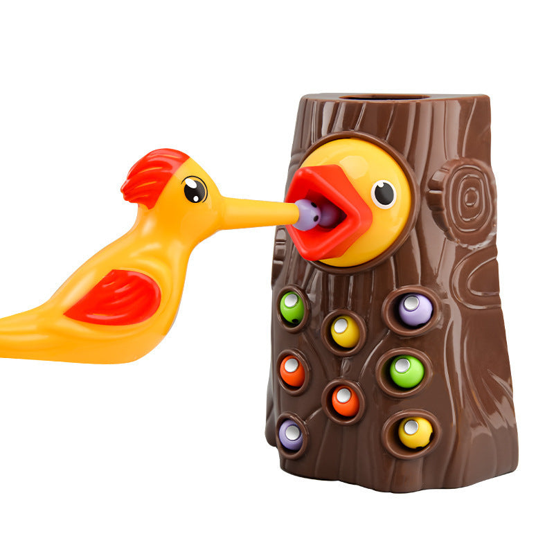 popular woodpecker toy fishing and insect catching mini game bird catching insect magnetic early education training educational toy